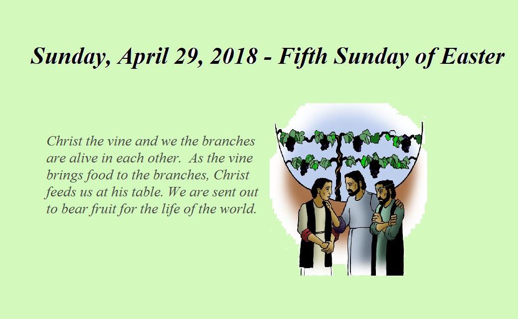 Bulletin for Sunday, April 29, 2018 Fifth Sunday of Easter