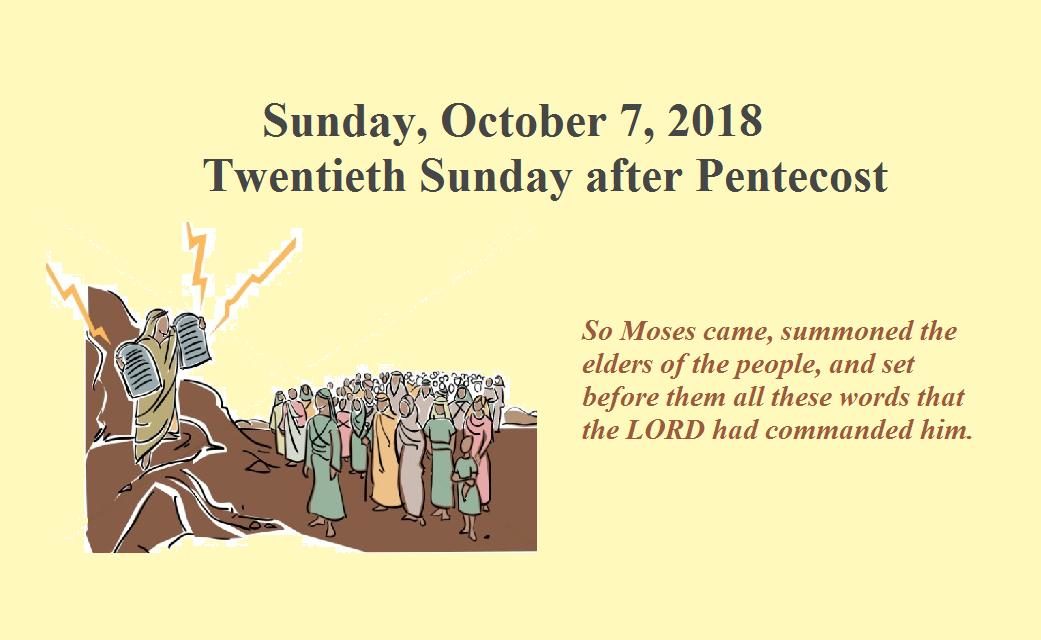 Sunday, October 7, 2018 Covenant & Commandments