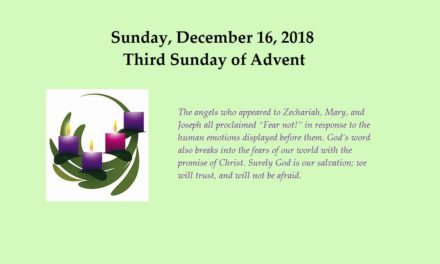 Sunday December 16, 2018 Third Sunday of Advent