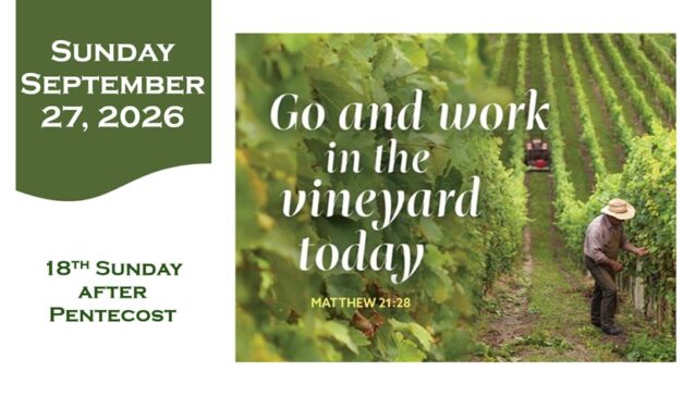 Sunday September 27, 2026 – 18th Sunday after Pentecost